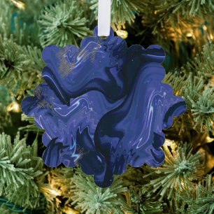 Galaxy Swirl Blauer Glitzer Abstraktes kosmisches Ornament Karte