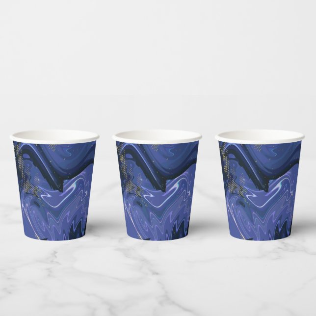 Galaxy Swirl Blauer Glitzer Abstraktes kosmisches  Pappbecher (Multi)