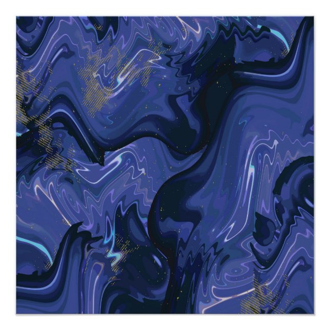 Galaxy Swirl Blauer Glitzer Abstraktes kosmisches  Poster (Vorderseite)