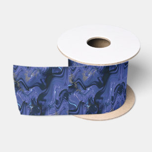 Galaxy Swirl Blauer Glitzer Abstraktes kosmisches Satinband
