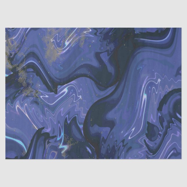 Galaxy Swirl Blauer Glitzer Abstraktes kosmisches  Seidenpapier (Vorderseite)