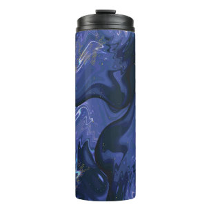 Galaxy Swirl Blauer Glitzer Abstraktes kosmisches Thermosbecher