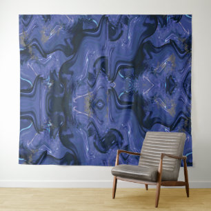 Galaxy Swirl Blauer Glitzer Abstraktes kosmisches Wandteppich