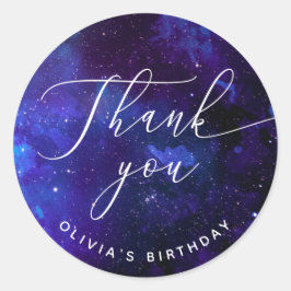 Galaxy Thank You Birthday | Cosmic Starry Night Runder Aufkleber