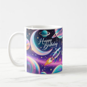 Galaxy-thematisierte Geburtstagsfeiermond, Stars Kaffeetasse