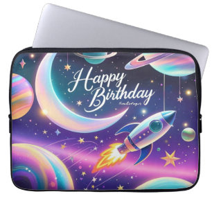 Galaxy-thematisierte Geburtstagsfeiermond, Stars Laptopschutzhülle