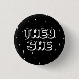 Galaxy They/She Pronouns Button