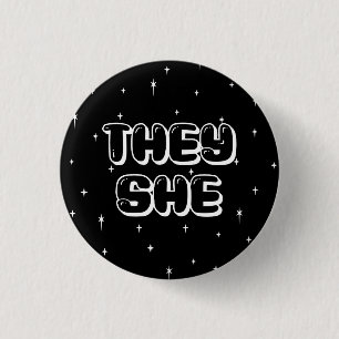 Galaxy They/She Pronouns Button