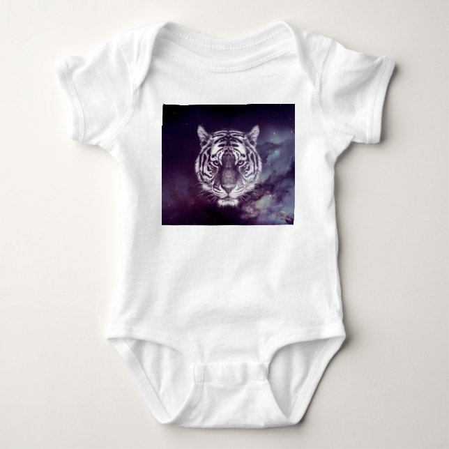 Galaxy Tiger Face Wallpaper Baby Strampler (Vorderseite)