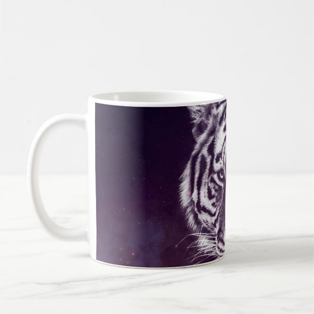 Galaxy Tiger Face Wallpaper Kaffeetasse (Links)