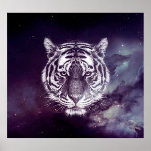Galaxy Tiger Face Wallpaper Poster
