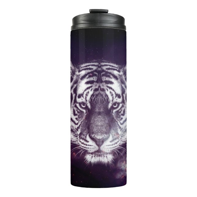 Galaxy Tiger Face Wallpaper Thermosbecher (Vorderseite)