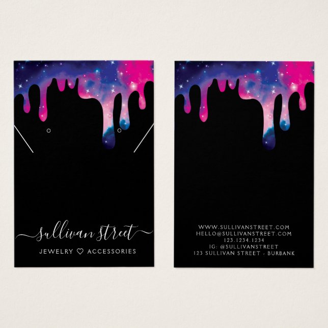 Galaxy Tropfen Ohrringe-Netzklace-Display-Karte (Vorne & Hinten)