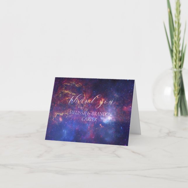 Galaxy Universe Mystical Wedding Vielen Dank Dankeskarte (Vorderseite)