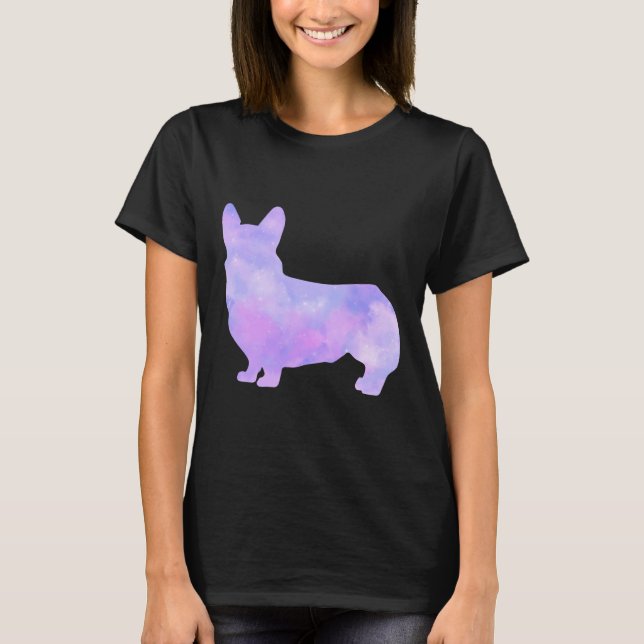 Galaxy Watercolor Corgi T-Shirt (Vorderseite)