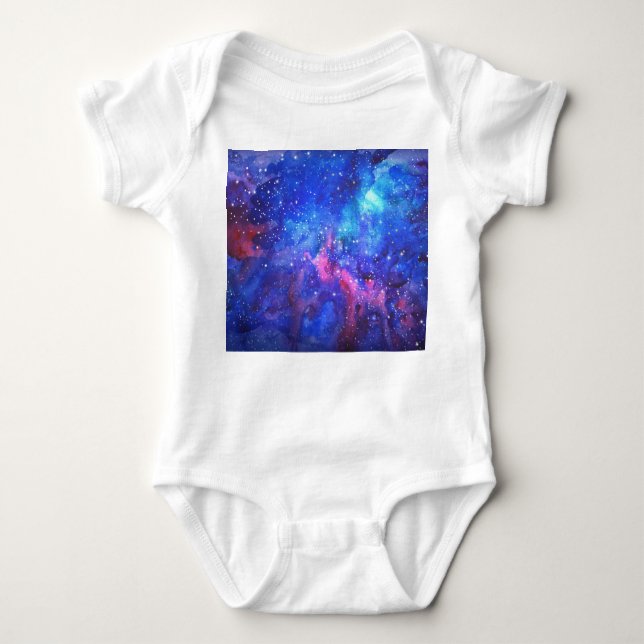 Galaxy Watercolor Night Sky. Baby Strampler (Vorderseite)