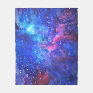 Galaxy Watercolor Night Sky. Fleecedecke