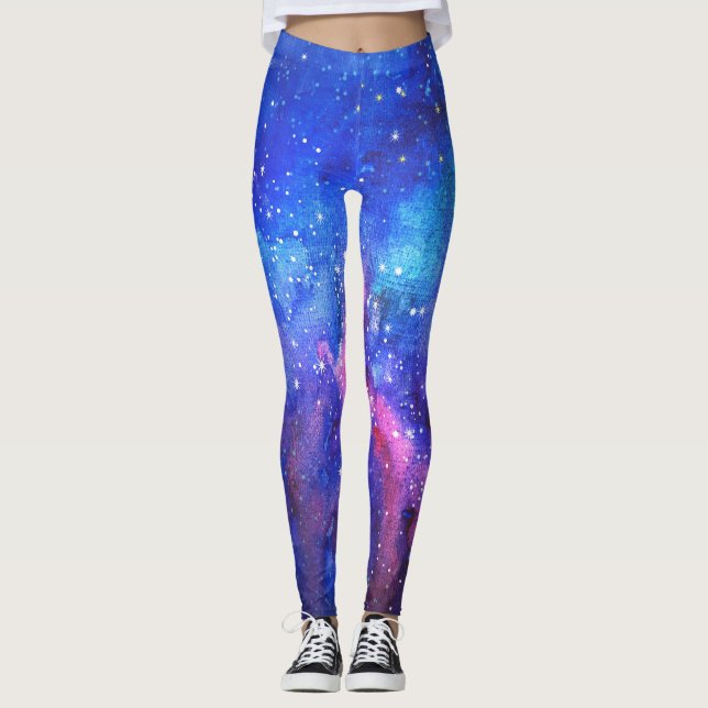Galaxy Watercolor Night Sky. Leggings (Vorderseite)