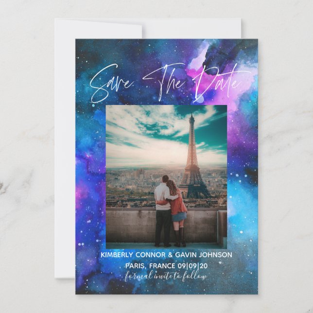 Galaxy Watercolor | Save The Date (Vorderseite)