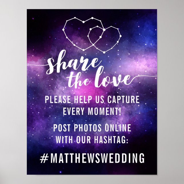Galaxy Wedding Reception Stars Hashtag Fotos signi Poster (Vorne)