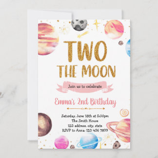 Galaxy Weltraum Mädchen zwei der Mond Einladung