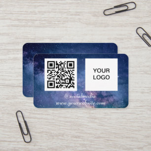 Galaxy Weltraum Soziale Medien QR-Code Navy Blau M Visitenkarte