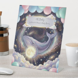 Galaxy Whale Baby Shower Willkommensschild Sockelschild
