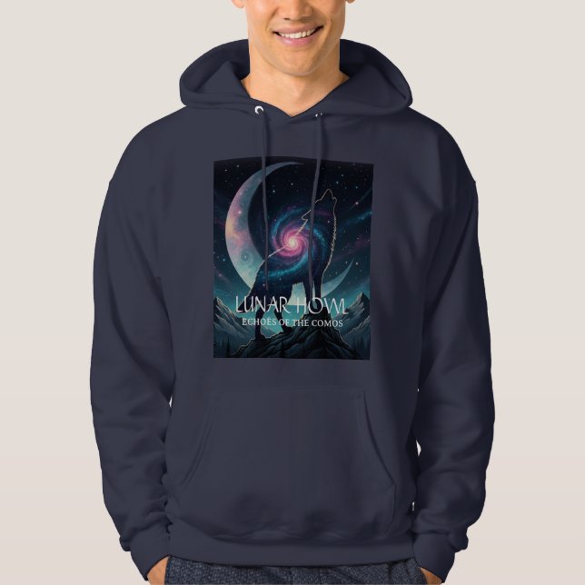 Galaxy Wolf Silhouette with Mystical Nebula Moon Hoodie (Vorderseite)