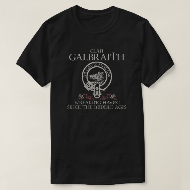 Galbraith Maroon Clan Wappen Schottischer Nachname T-Shirt (Design vorne)