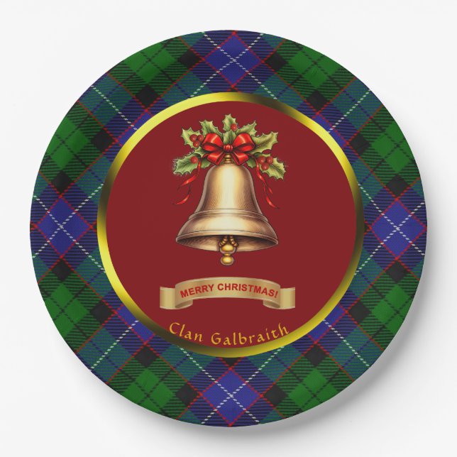 Galbraith Tartan Personalisierte Weihnachten Pappteller (Vorderseite)