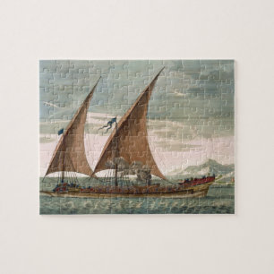 Galeere unter Segel, fliegender Standard des Puzzle