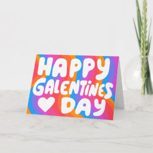 Galentine Bubble Letters Rainbow Groovy Retro Karte