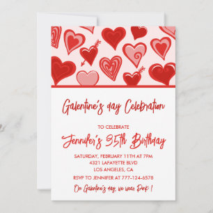 Galentine Einladung Brunch rosa und rot Freunde
