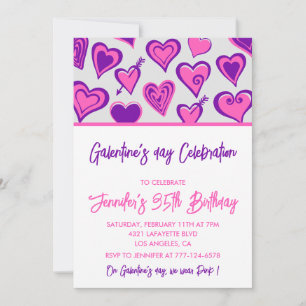 Galentine-Einladung Freundinnen Lila Valentinstag Einladung