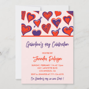 Galentine-Einladung rosa und rote Valentine Modern Einladung