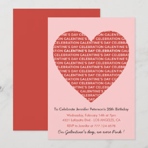 Galentine-Einladung rosa und rote Valentinstage Einladung