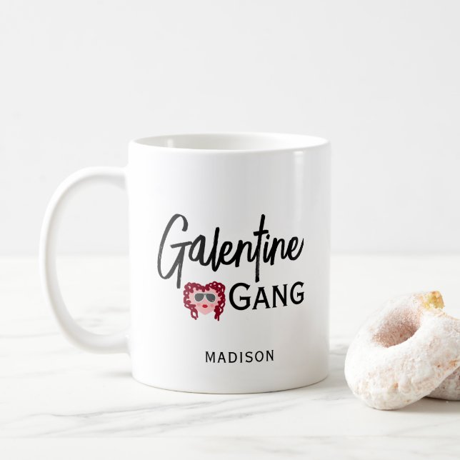 Galentine Gang Best Friend Valentines Personalisie Kaffeetasse (Mit Donut)