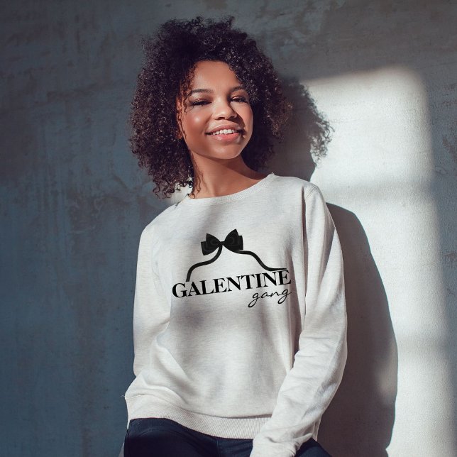 Galentine Gang Friend Valentine Black Bow Sweatshirt (Von Creator hochgeladen)