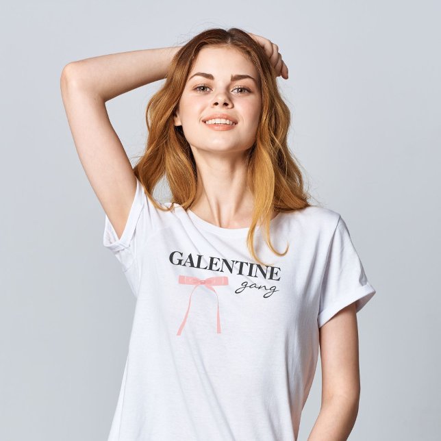 Galentine Gang Friend Valentine Pink Bow T-Shirt (Von Creator hochgeladen)