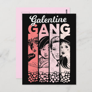 Galentine Gang Vintage Valentine Frauengesichte Postkarte