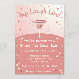 Galentine Girls Night Out Sip Laugh Live in Pink Einladung