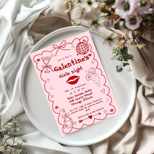 Galentine Hand Drawn Factory Stores Party Feiertagskarte (Von Creator hochgeladen)