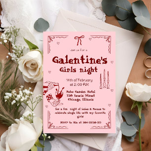 Galentine Handgezeichnete Valentins-Girls-Night-Pa Feiertagskarte