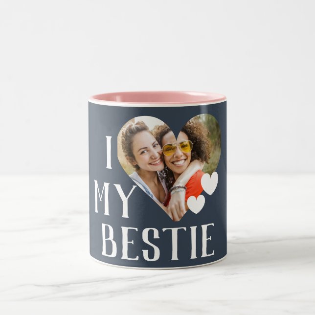 Galentine I Liebe Mein Bestie Personalisiertes Fot Zweifarbige Tasse (Mittel)
