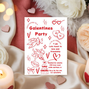 Galentine-Party, Galentine-Kritzelei Valentinstag Einladung