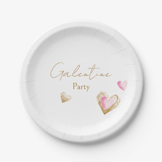 Galentine Party Herz Pappteller (Vorderseite)