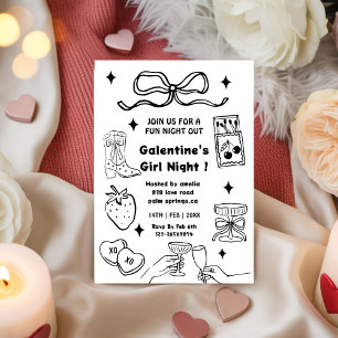 Galentine-Party, Nacht Valentins Kirschkrapfen Einladung