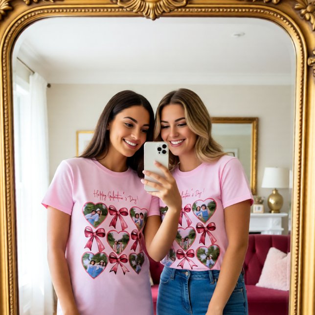 Galentine Photo Hearts Bow Collage Best Friends T-Shirt (Galentine Photo Hearts Bow Collage Best Friends T-Shirt)
