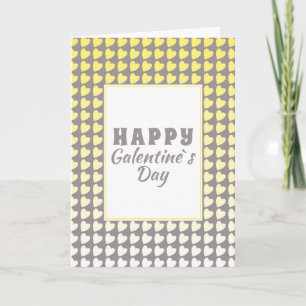 Galentine`s Day Gelb Grau Farbverlauf Herz Muster Feiertagskarte