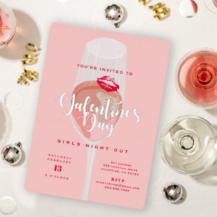 Galentine’s Day Party Watercolor Rosa Rosé Folieneinladung